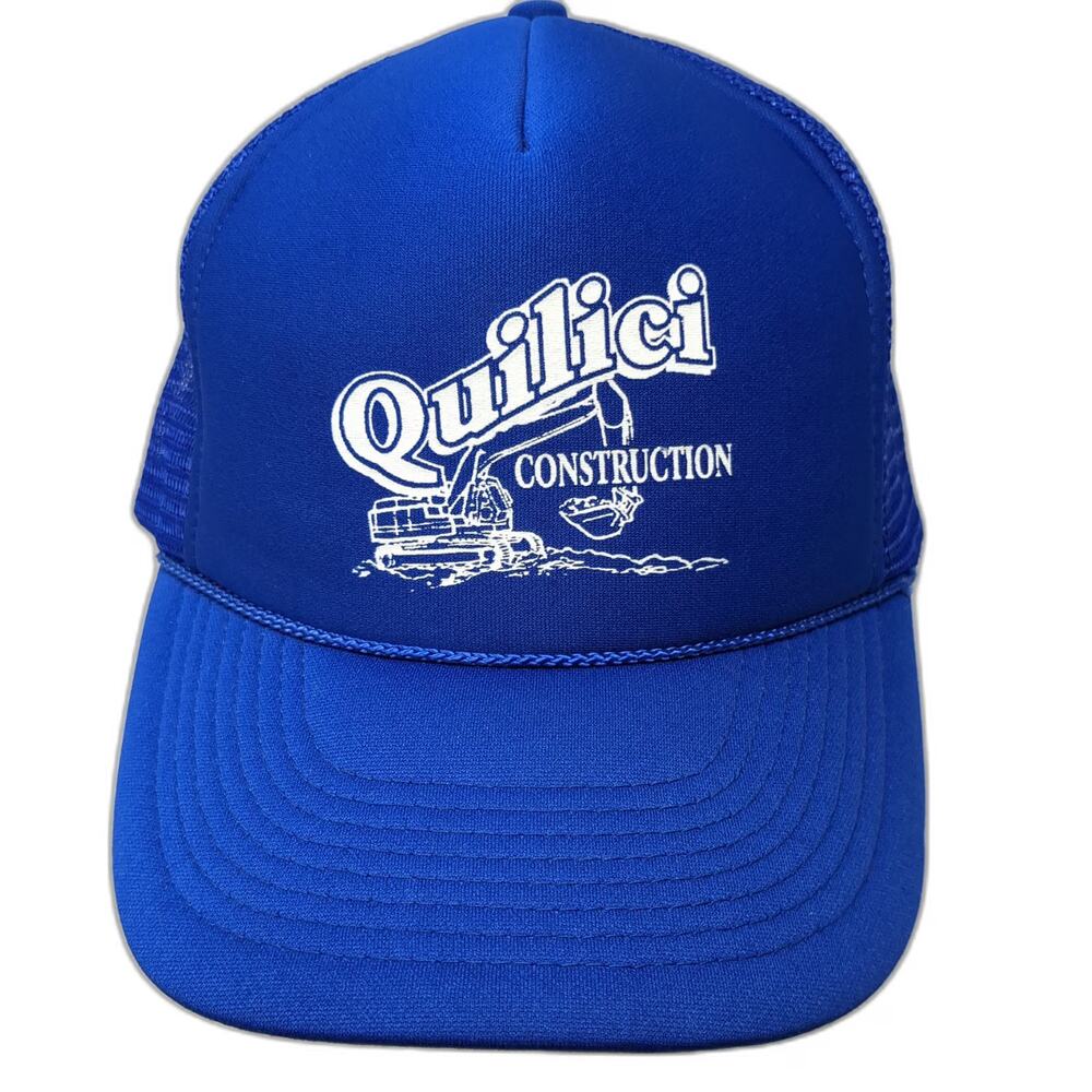 Otto Trucker Hat Blue OSFM Quilici Construction Excavator Mesh Snapback Rope Cap